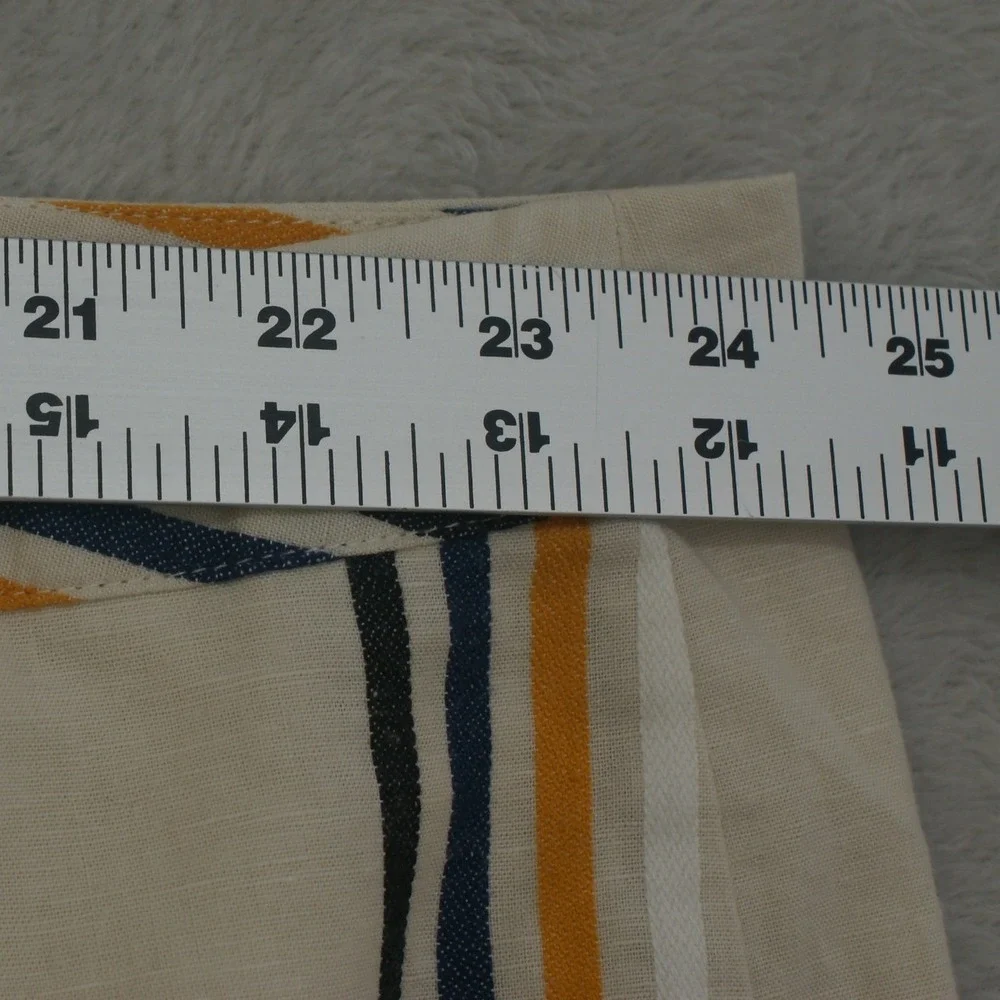 Who What Wear Womens 24W Striped A-Line Skirt Cotton Linen Blend CreamNavyYellow